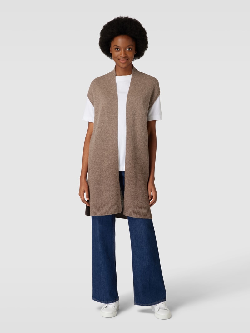 Strickjacke mit offener Front in haselnuss braun