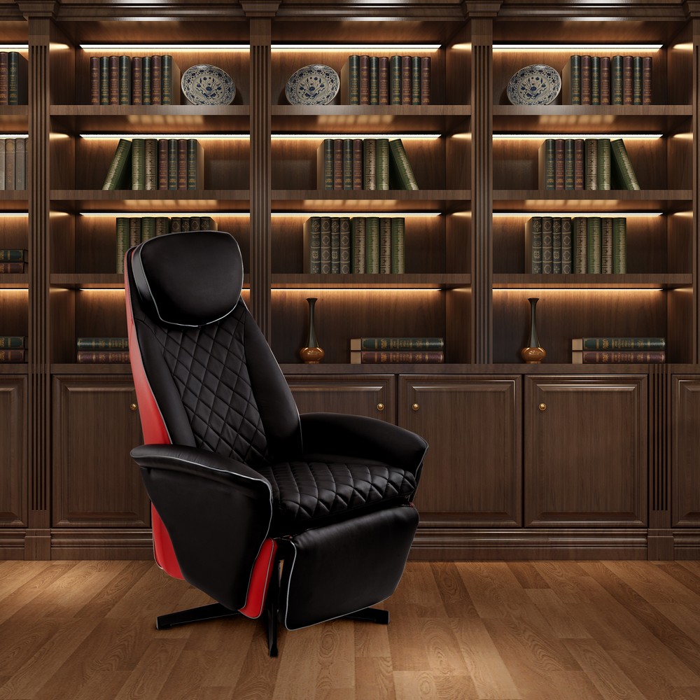 Happy Home Happy Home Elektrischer Massagesessel Relaxsessel HWP09-SCH schwarz/rot Lederoptik