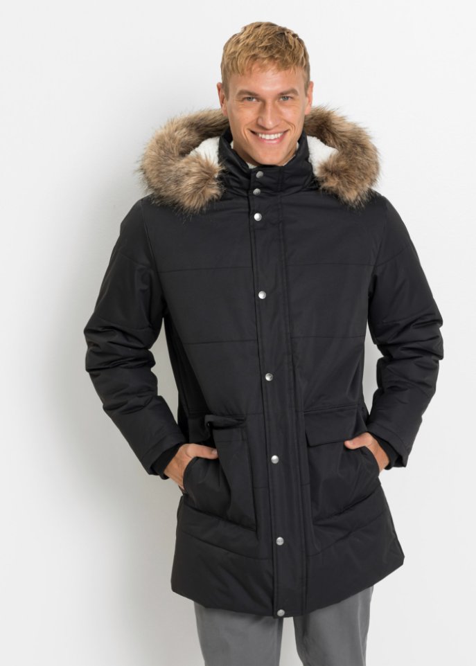 Lange Winter-Steppjacke mit recyceltem Polyester