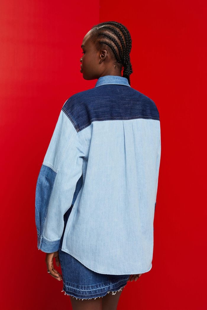 Jeanshemd im Patchwork-Style, Baumwollmix
