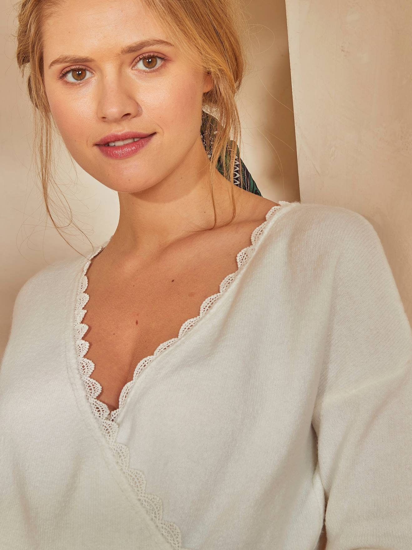 Vertbaudet Wendbarer Pullover für Schwangerschaft & Stillzeit - weiß