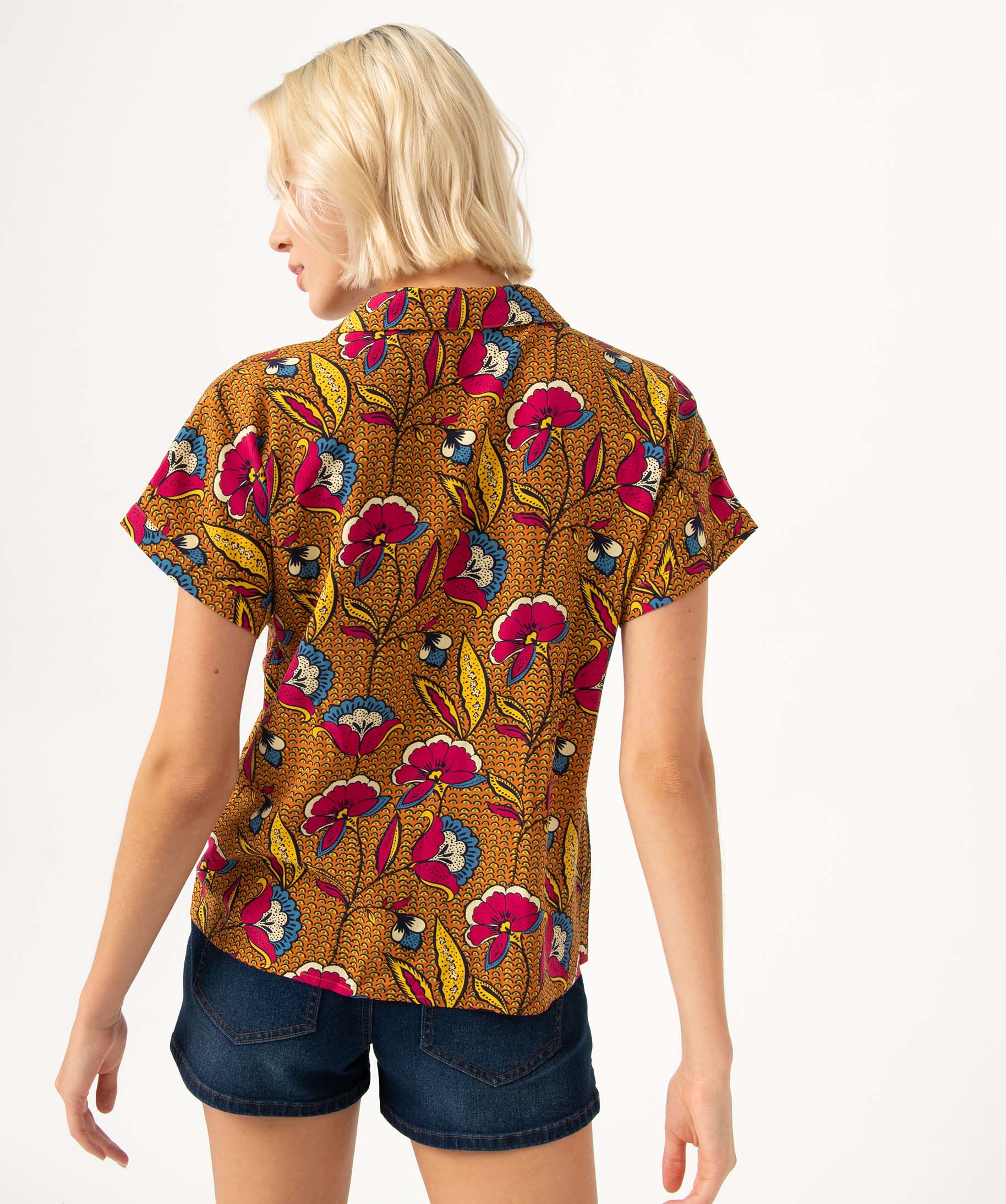 Chemise femme imprimée à manches courtes multicolore | GEMO