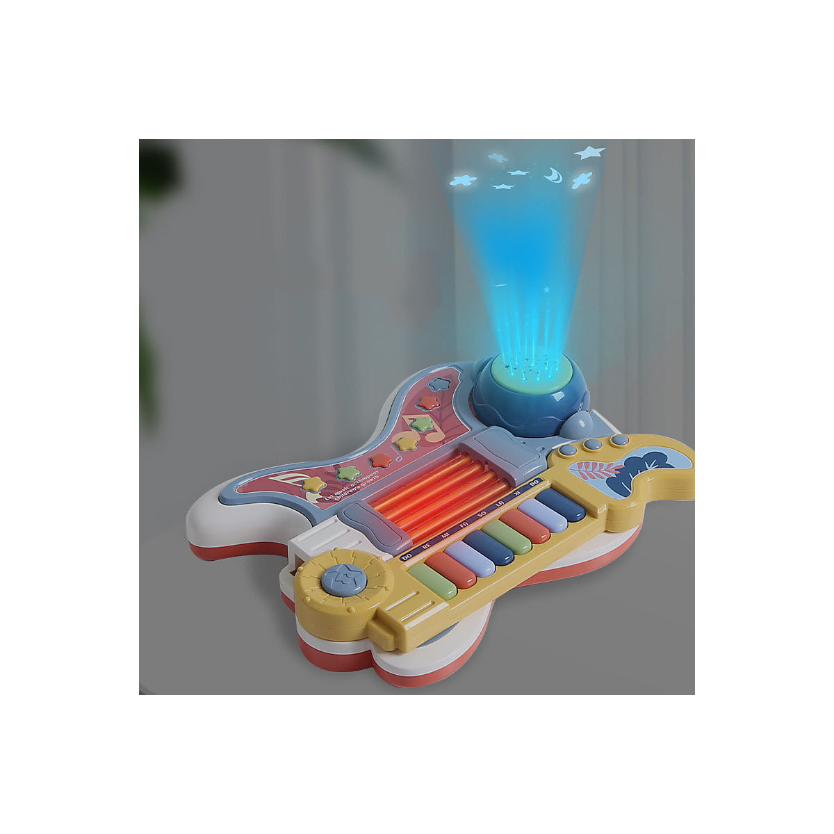 Gitarre Musik Kleine Gitarre Multifunktionales elektronisches Klavier-Lichtspielzeug für Säuglinge und Kleinkinder von 1-3 Jahren
