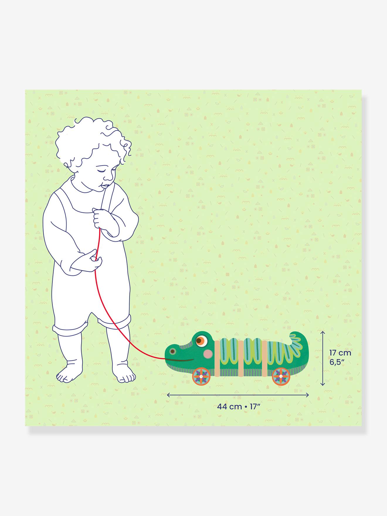 Crocodile à tirer Edgar DJECO vert