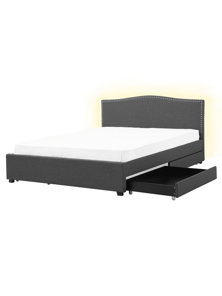 Beliani Doppelbett mit LED MONTPELLIER in Grau - (W) 167 x (H) 110 x (L) 213 cm günstig kaufen onesize