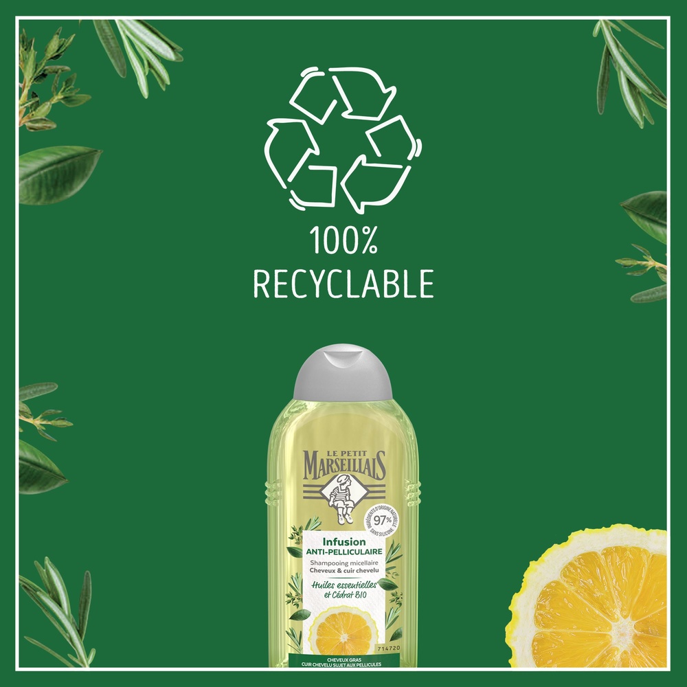 le petit marseillais Shampooing Anti-Pelliculaire Infusion Huiles Essentielles Et Cédrat Bio Shampoing
