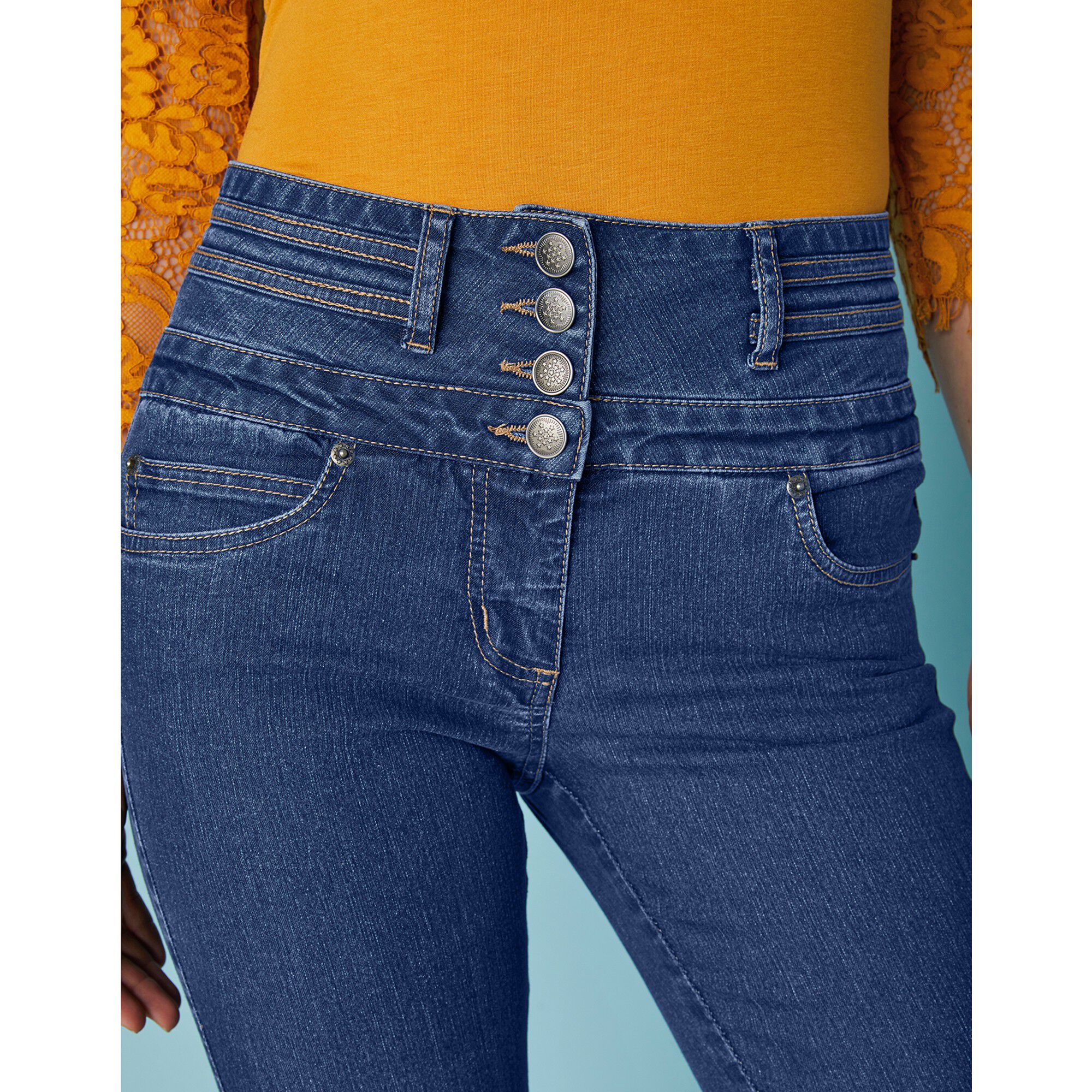 Jean coupe bootcut taille haute stretch