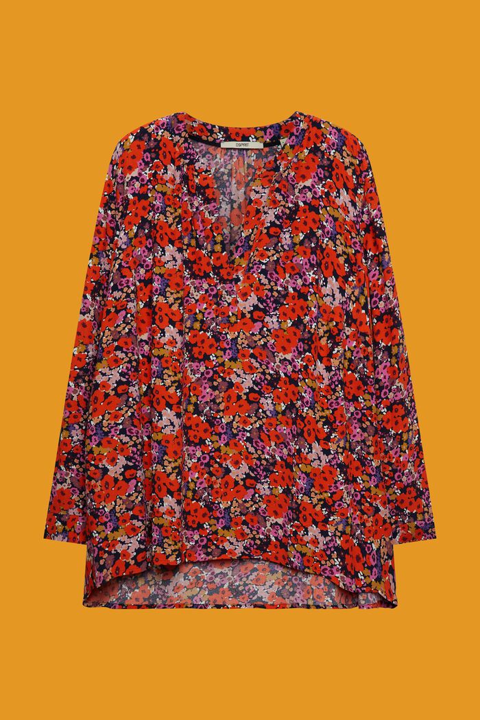 Florale Bluse mit V-Ausschnitt