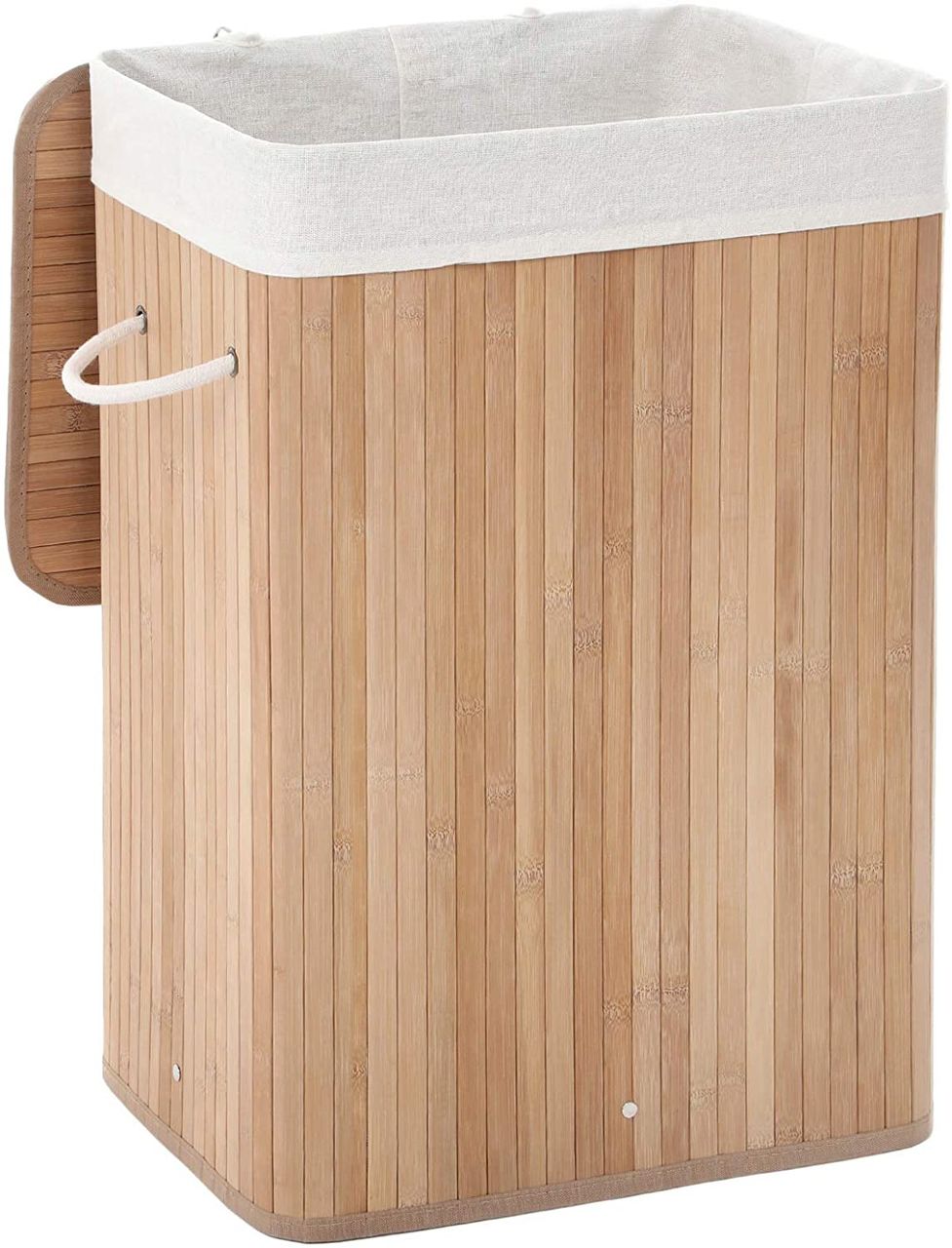 Songmics Wäschekorb aus Bambus, 40 x 30 x 60 cm, naturfarben