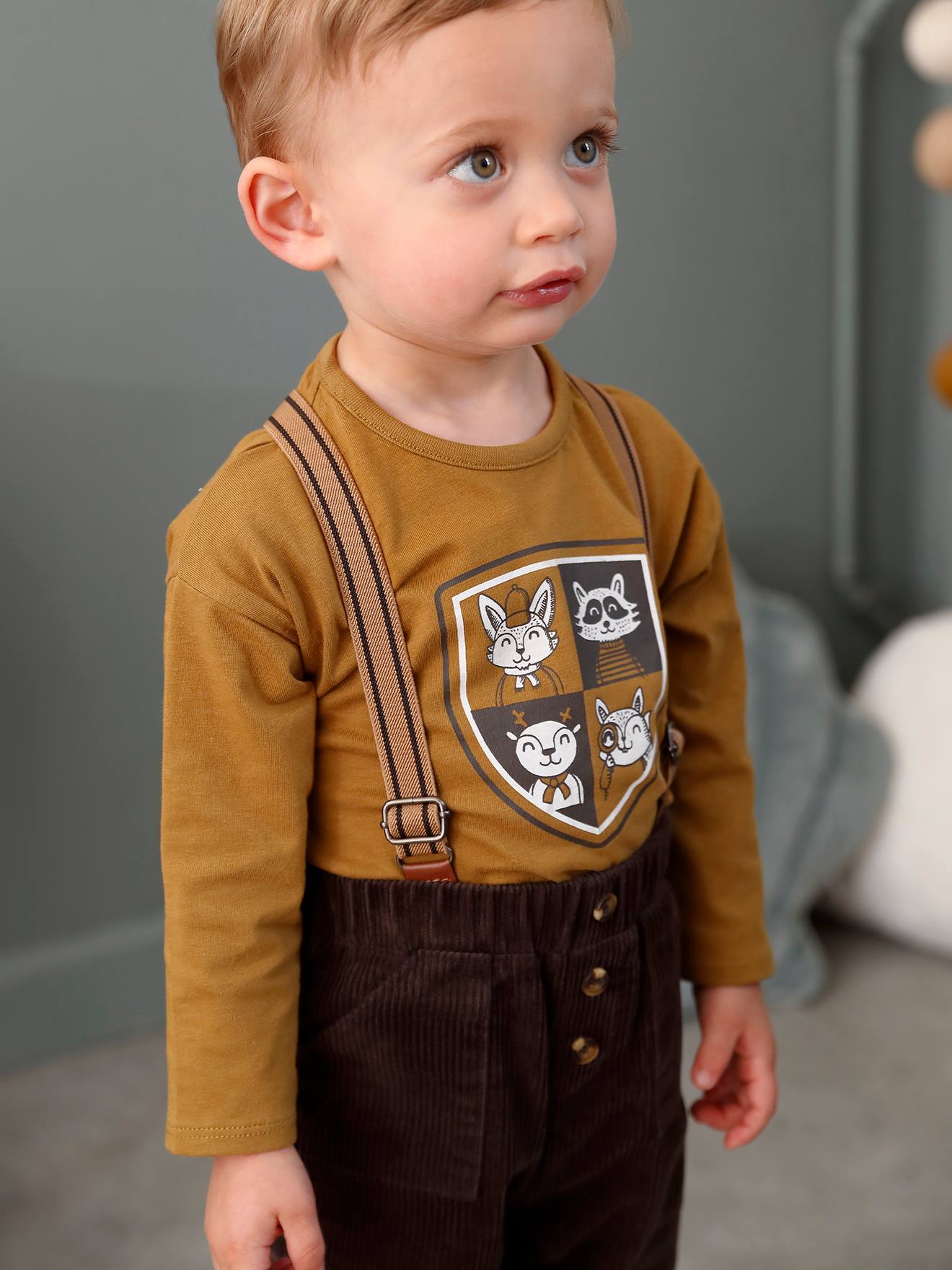 Pantalon en velours côtelé bébé chocolat