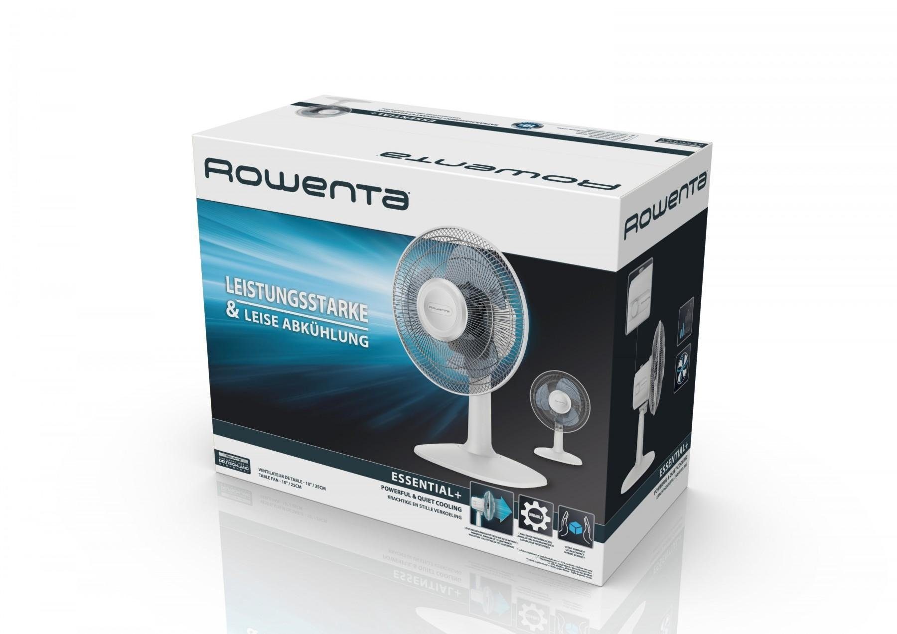 Rowenta Tischventilator VU 2310 Essential+ weiß, 2 Geschwindigkeitsstufen, oszillierend, leise