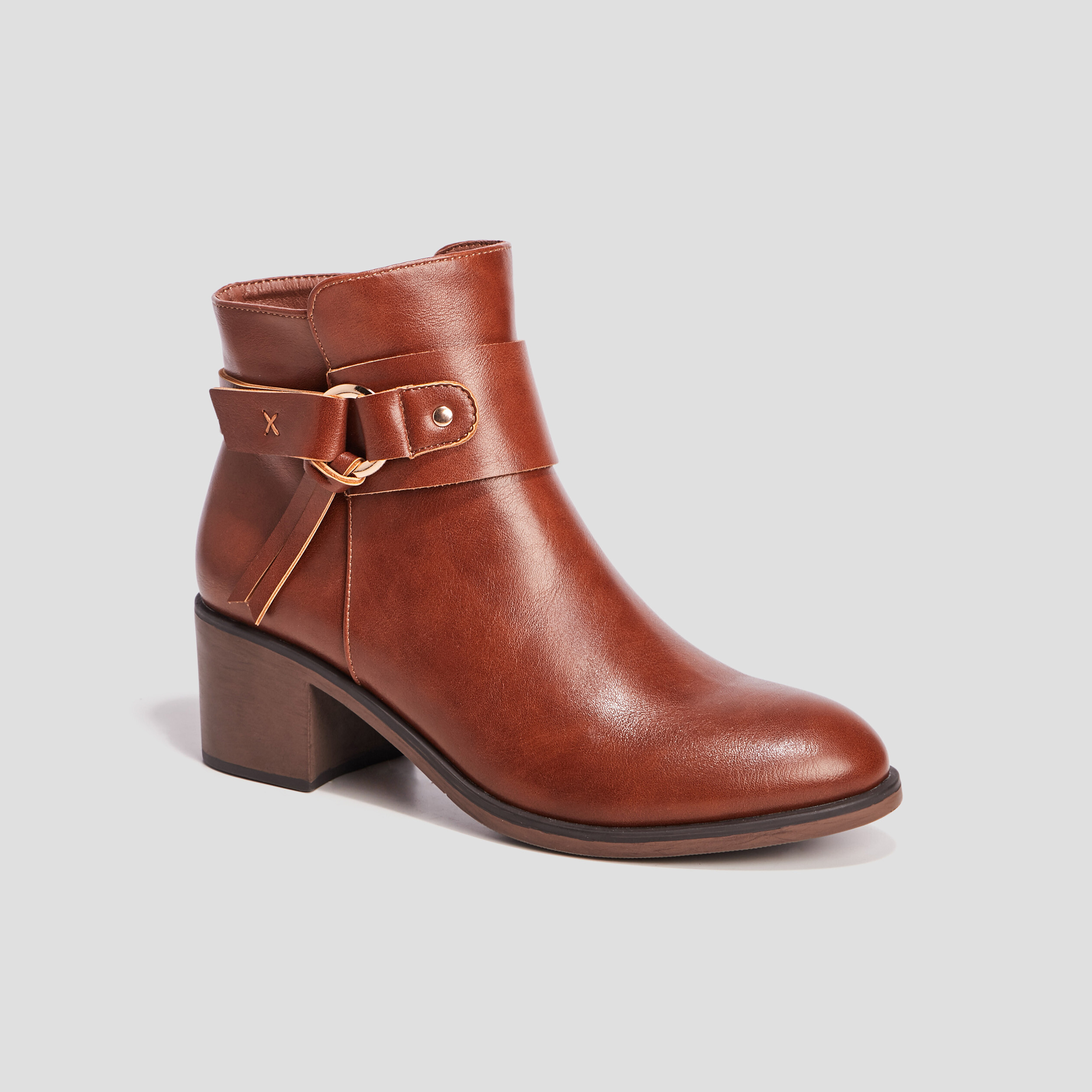 Bottines à talons carrés marron femme | La Halle