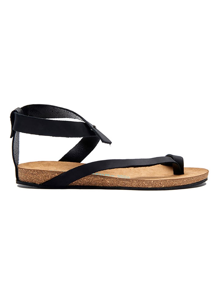 Comfortfusse Leder-Zehensandalen in Schwarz günstig kaufen