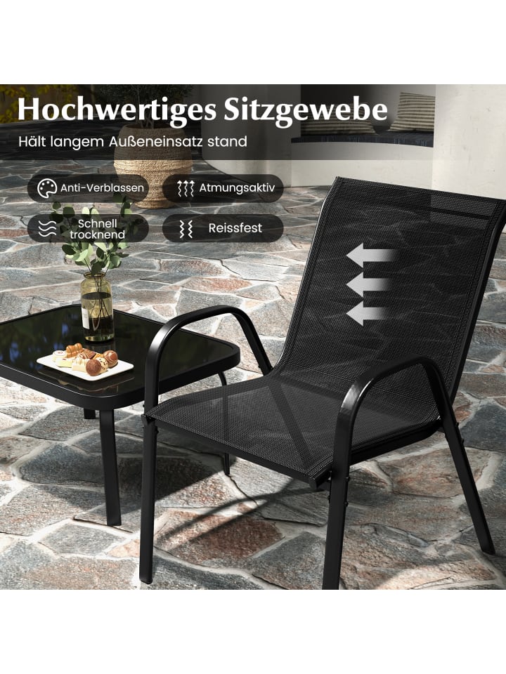 COSTWAY 4 tlg. Patio Metallstuhl Set in Schwarz günstig kaufen onesize