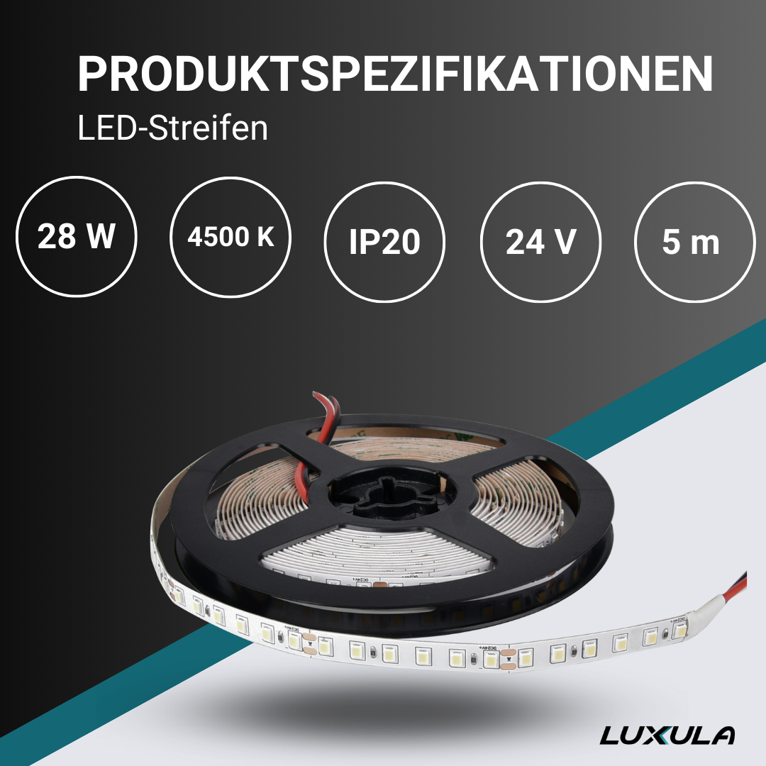 LUXULA LED-Streifen, neutralweißes Licht, 24 V