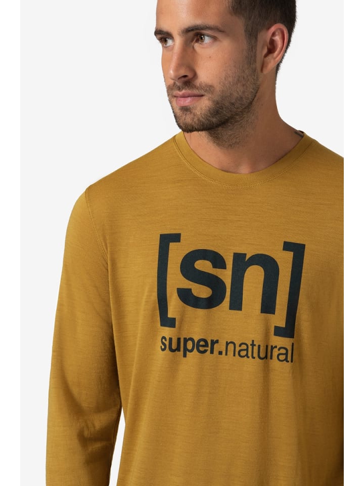 super.natural Merino Longsleeve LOGO LS in gelb günstig kaufen S