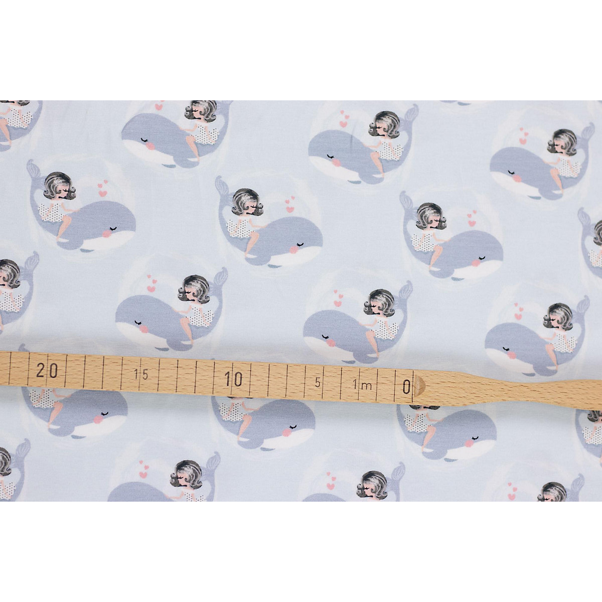 Baumwoll Jersey Meterware Maritim Weiß Blau Rose 145cm 