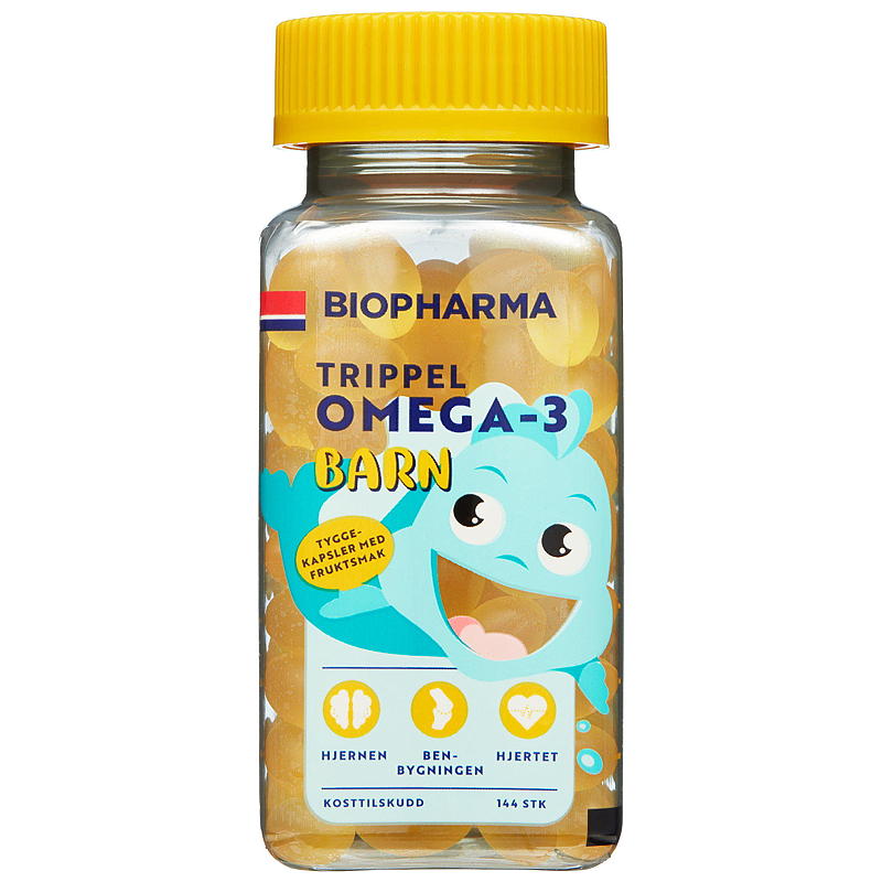 Biopharma Trippel Omega-3 144 stk, barn Biopharma