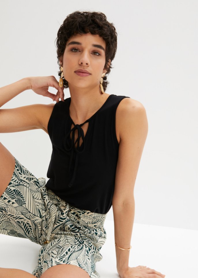 Jersey-Top mit Bindedetail in A-Linie