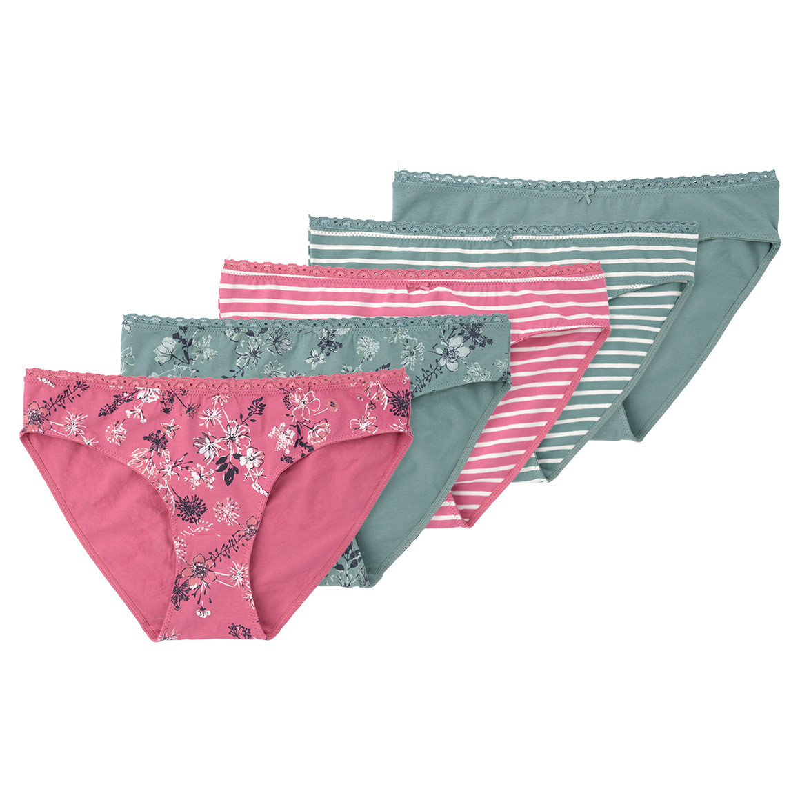 5 Damen Slips in verschiedenen Dessins