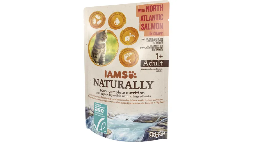 IAMS Naturally Katze Adult Lachs 85 g
