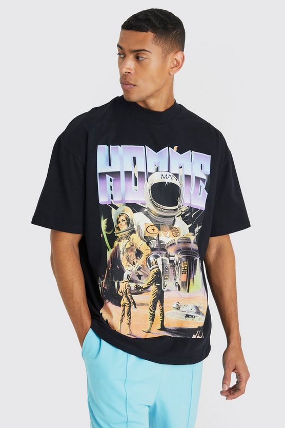 Oversize T-Shirt & Jogginghose mit Space-Print