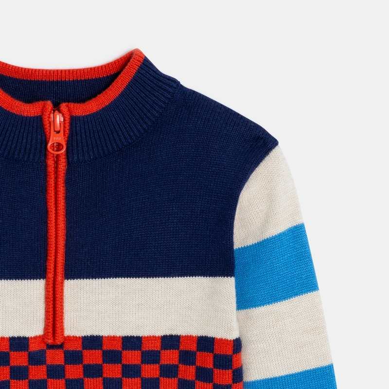 Pull bébé garçon bleu en tricot Catimini