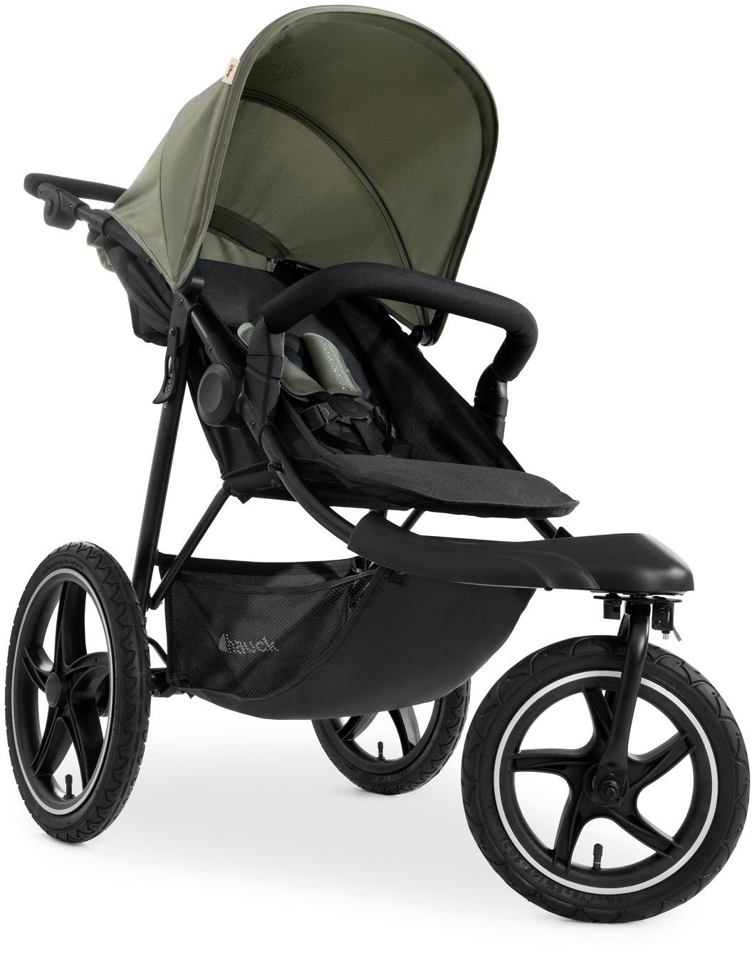 Hauck Dreirad-Kinderwagen Runner 2 Mickey Mouse olive, Kinderwagen, Jogger mit schwenk- und feststellbarem Vorderrad