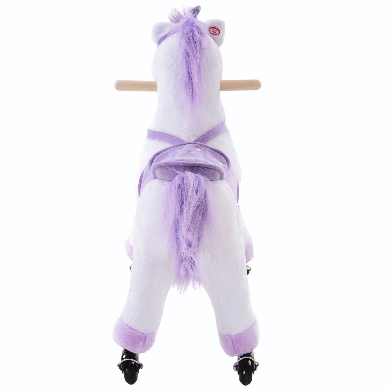 HOMCOM Reitpferd auf Rollen Spielpferd Reittier Fortbewegung Wiehern Plüsch Lila 55 x 23 x 60 cm