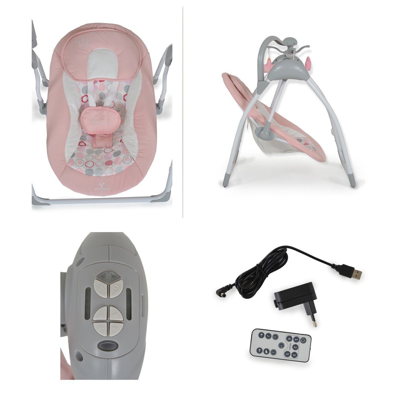 Moni Babywippe Babywippe elektrisch Jessica, Spielbogen Musikfunktion Schaukelfunktion