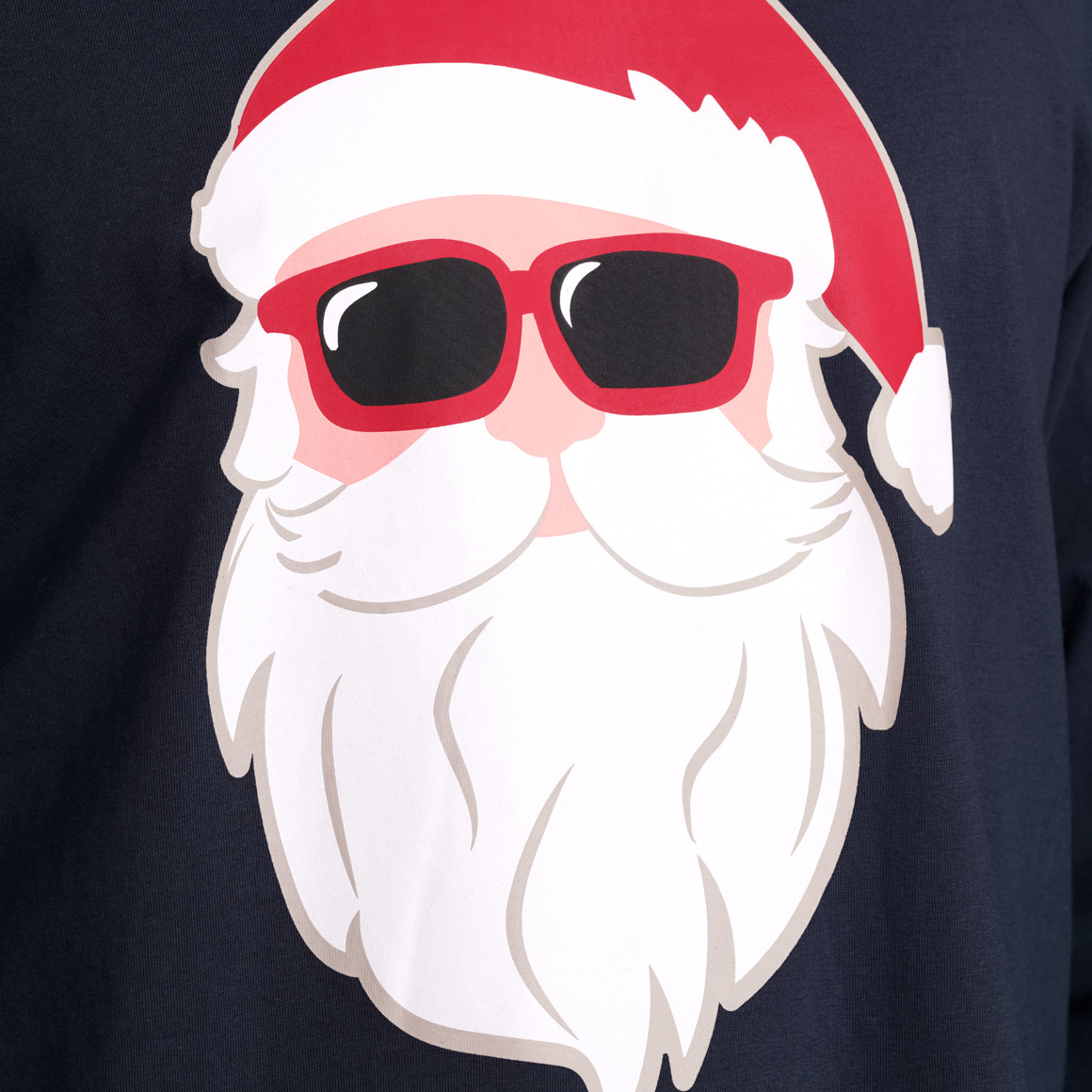 Herren Weihnachtsschlafanzug mit Santa-Motiv dunkelblau / rot