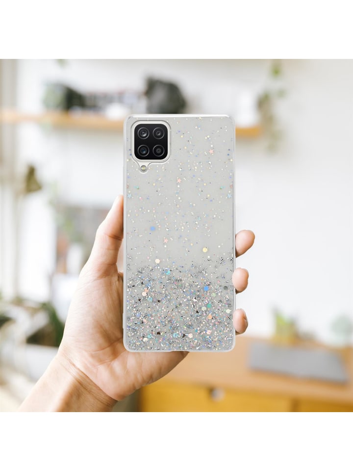 cadorabo Hülle für Samsung Galaxy A12 / M12 Glitter in Transparent mit Glitter günstig kaufen onesize