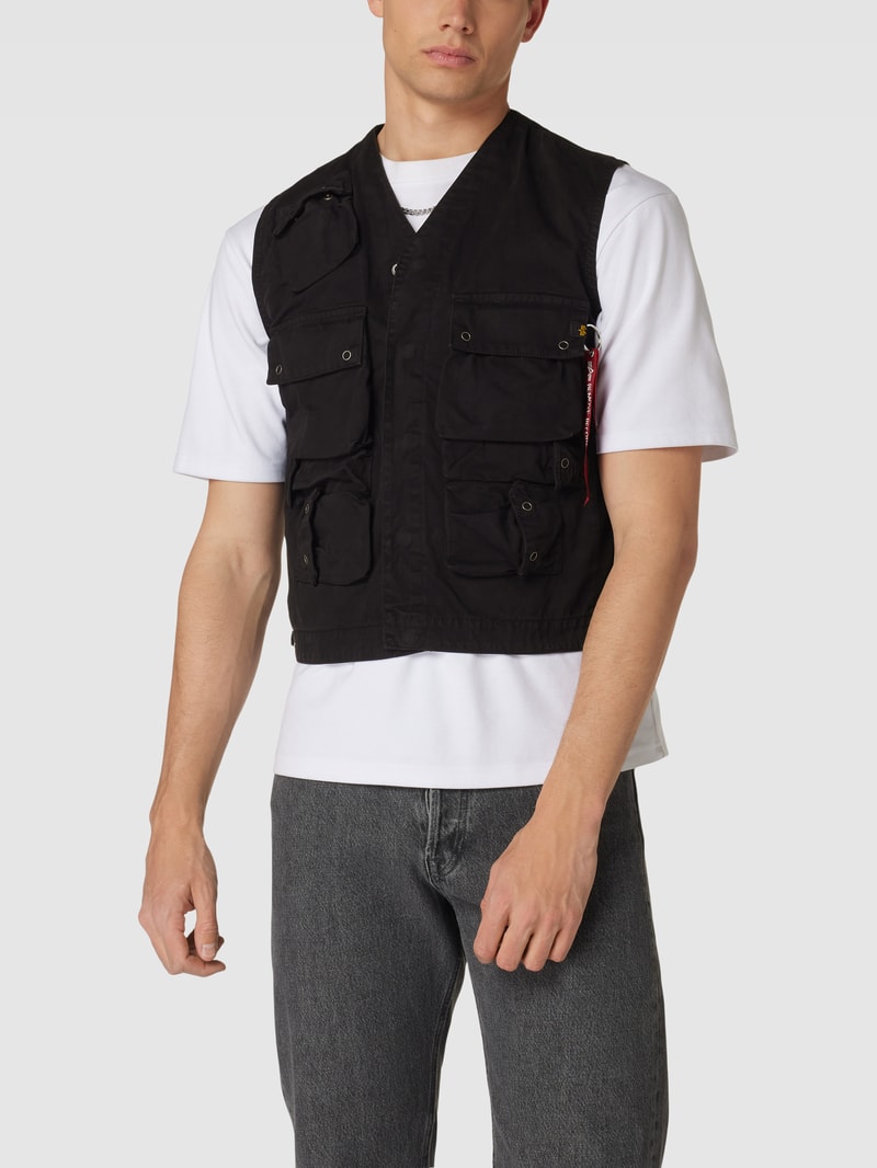 Weste mit Label-Details Modell 'MILITARY' in schwarz