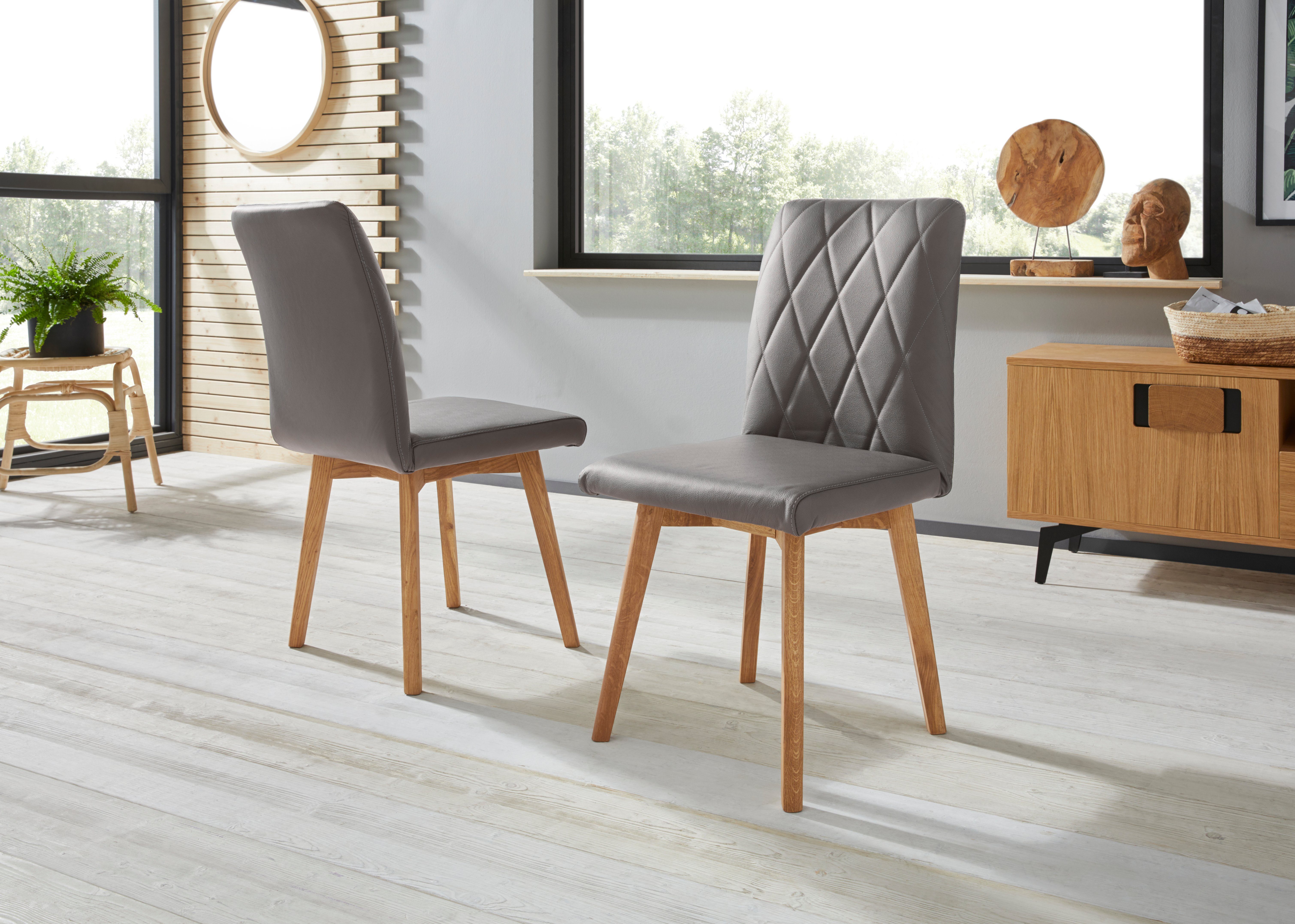 Home affaire 4-Fußstuhl Brest (Set, 2 St), Gestell aus Eiche Massivholz geölt