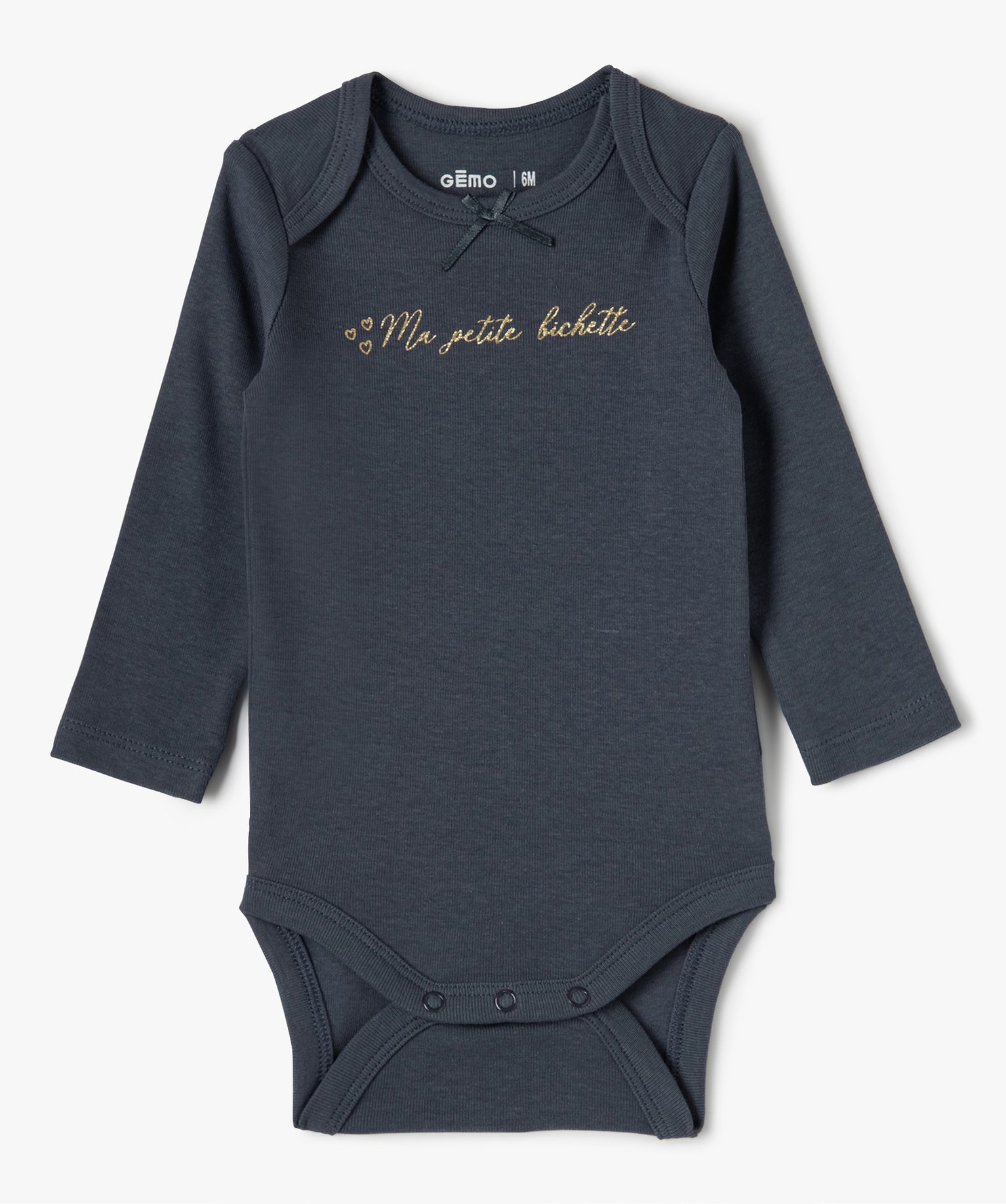 Body bébé fille manches longues avec motif biche (lot de 3) multicolore | GEMO