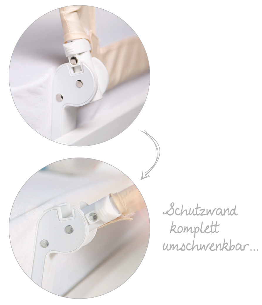 Roba Bettschutzgitter 'Klipp-Klapp', klappbar, für Babys & Kinder, Rausfallschutz 150cm, beige