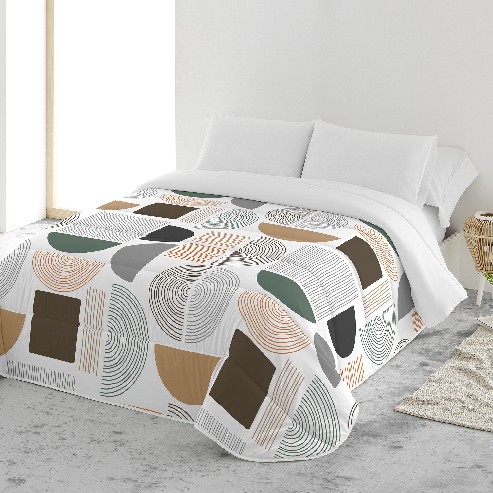 Couette microfibre imprimée formes géométriques 200 g/m²
