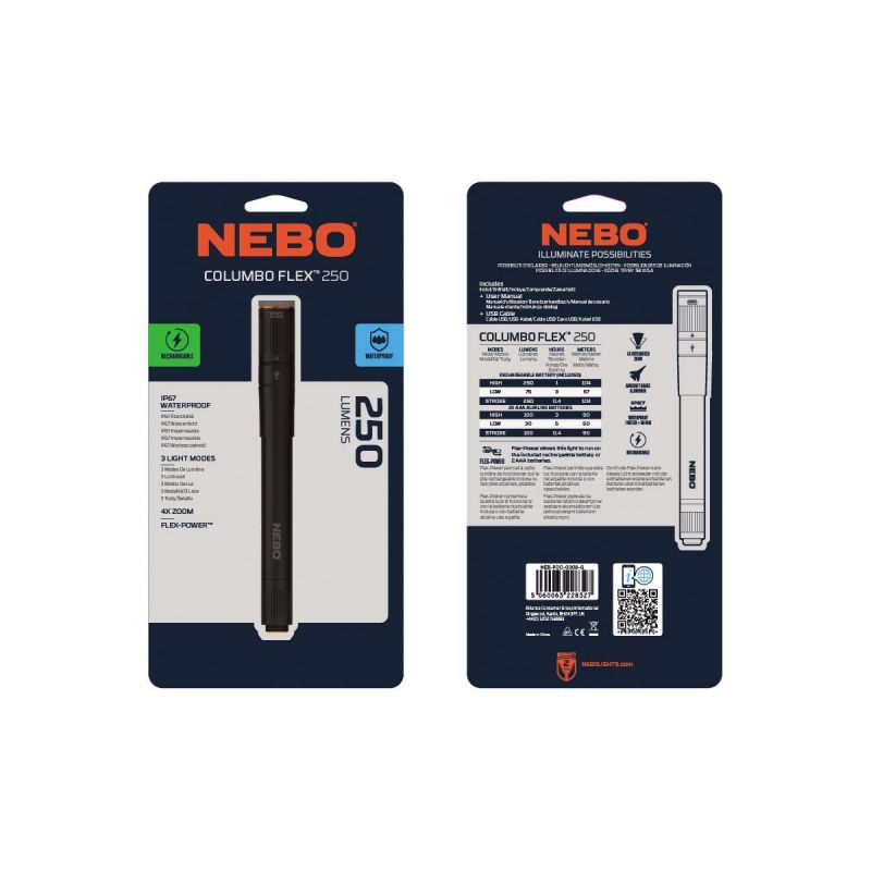 NEBO Columbo Flex Wiederaufladbare 250 Lumen LED POC-0008