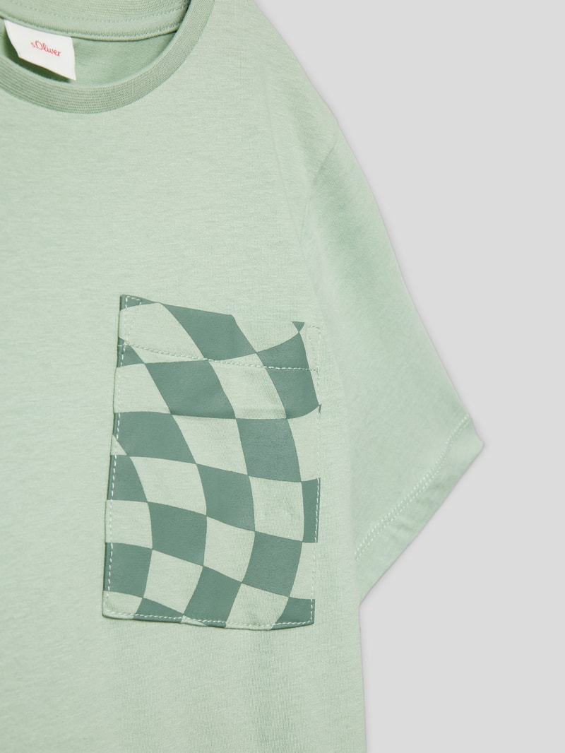 T-Shirt aus Baumwolle mit Statement-Print in lindgrün