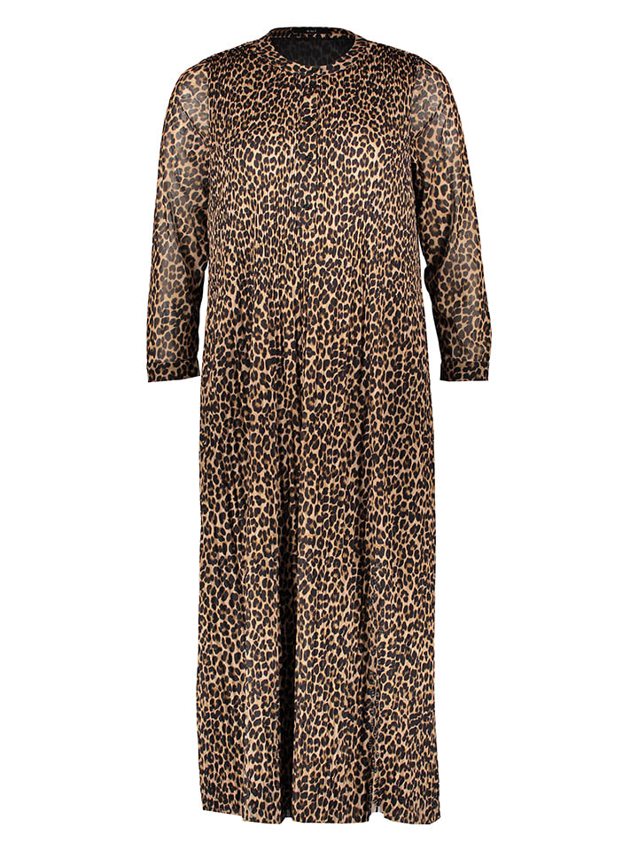 Oui Kleid in Hellbraun/ Schwarz günstig kaufen