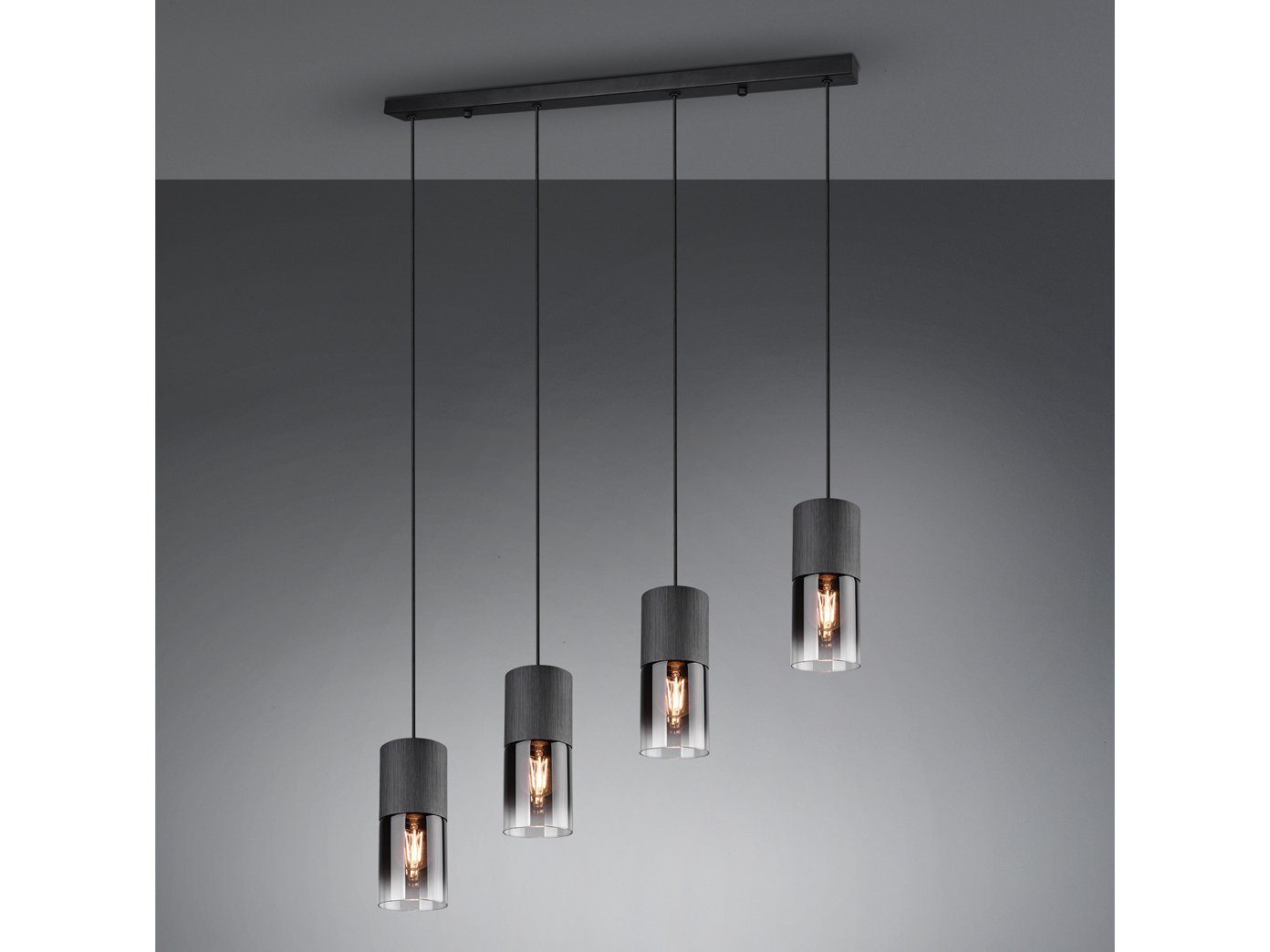 meineWunschleuchte LED Pendelleuchte, LED wechselbar, Warmweiß, Rauchglas Balken-leuchte mehrflammig für über-n Esstisch & Kochinsel