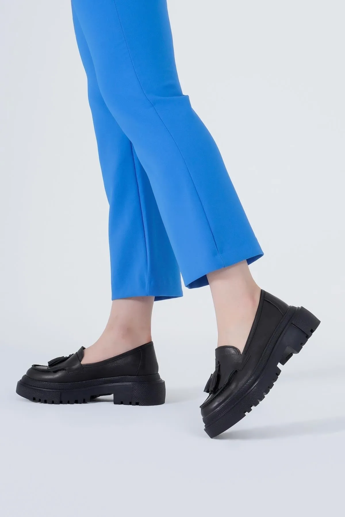 CZ London  Echtes Leder Damen Tassel Loafer Schuhe Dicke Sohle Täglich