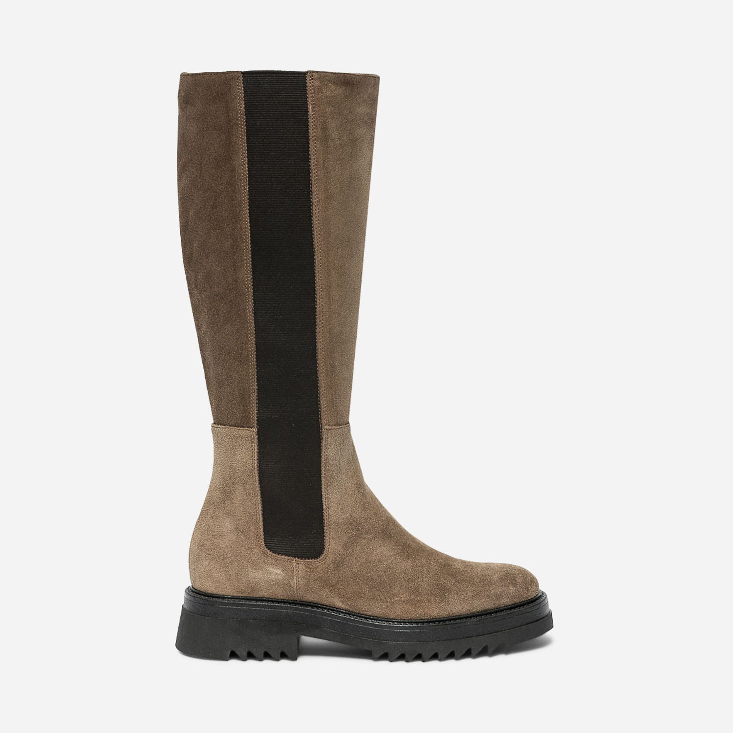 Botte TEXTO beige en cuir velours à semelle crantée