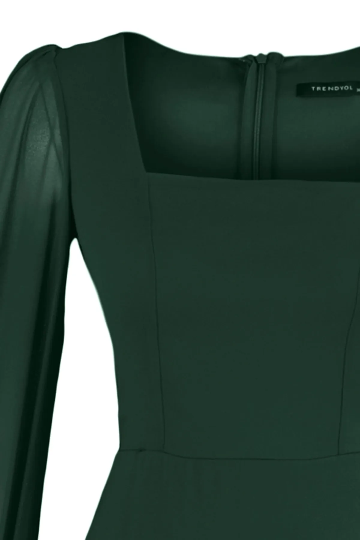 Trendyol Collection  Smaragdgrünes Webkleid mit quadratischem Ausschnitt TWOAW23EL00936