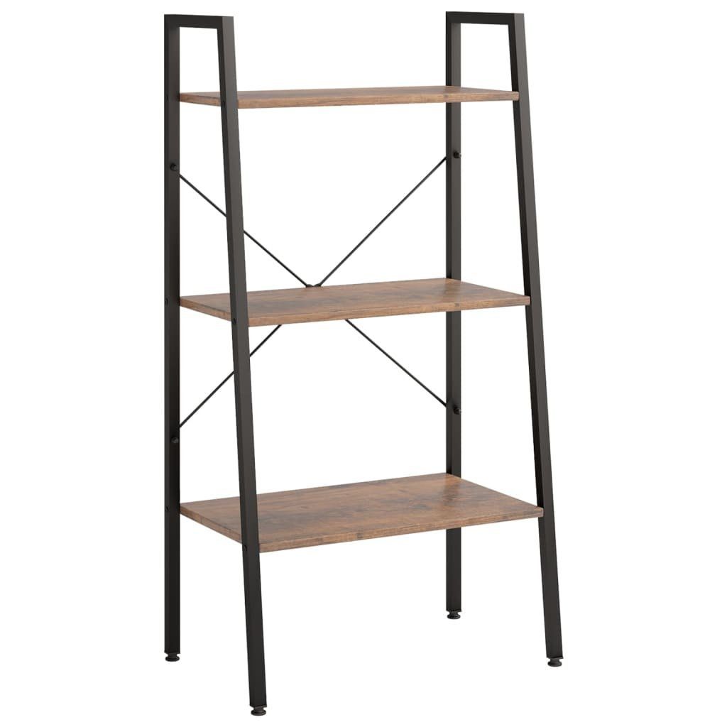 vidaXL Bücherregal Standregal mit 3 Böden Dunkelbraun und Schwarz 56x35x108 cm, 1-tlg.