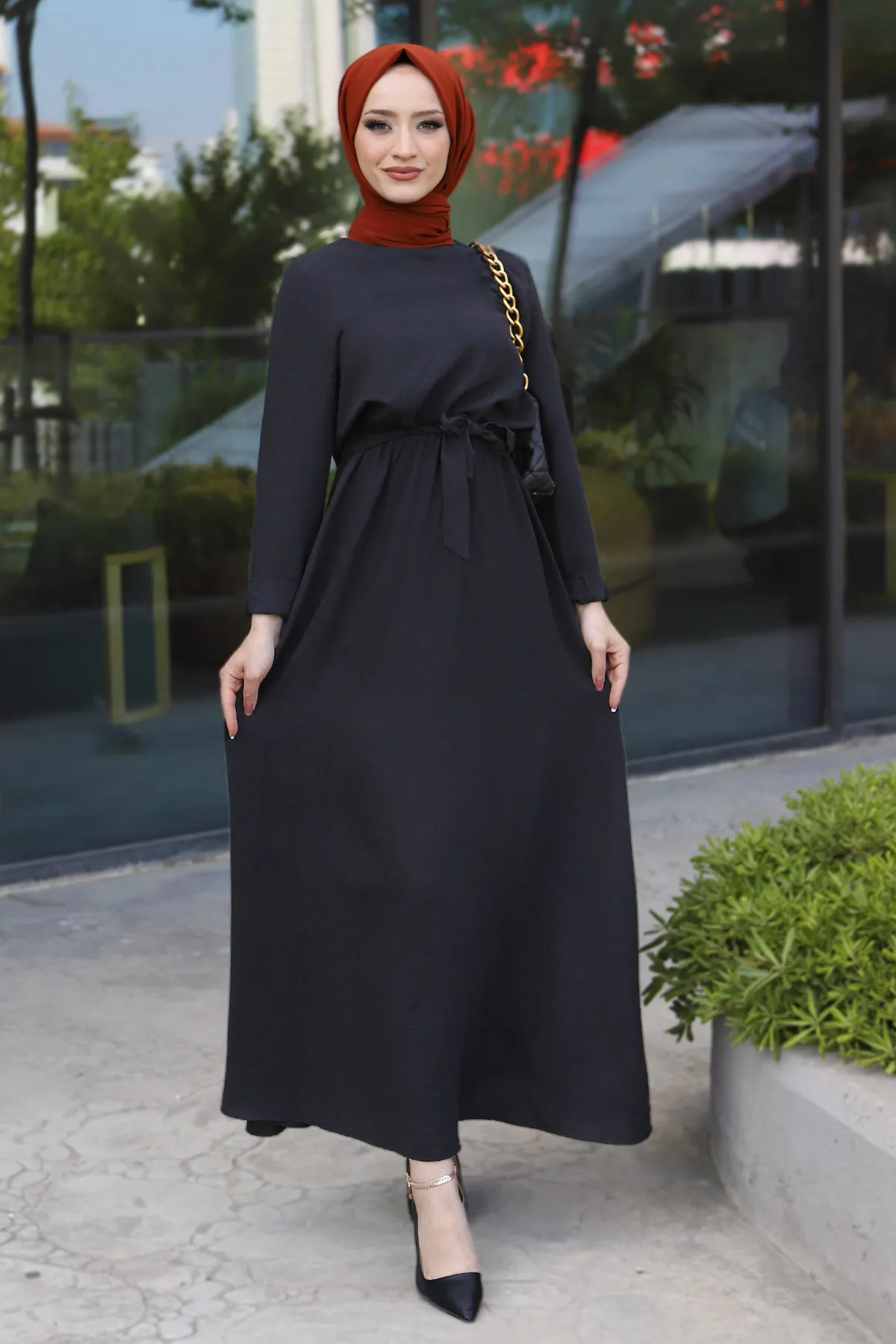 Tesettür Dünyası  Ayrobin Kleid Tsd220540 Schwarz