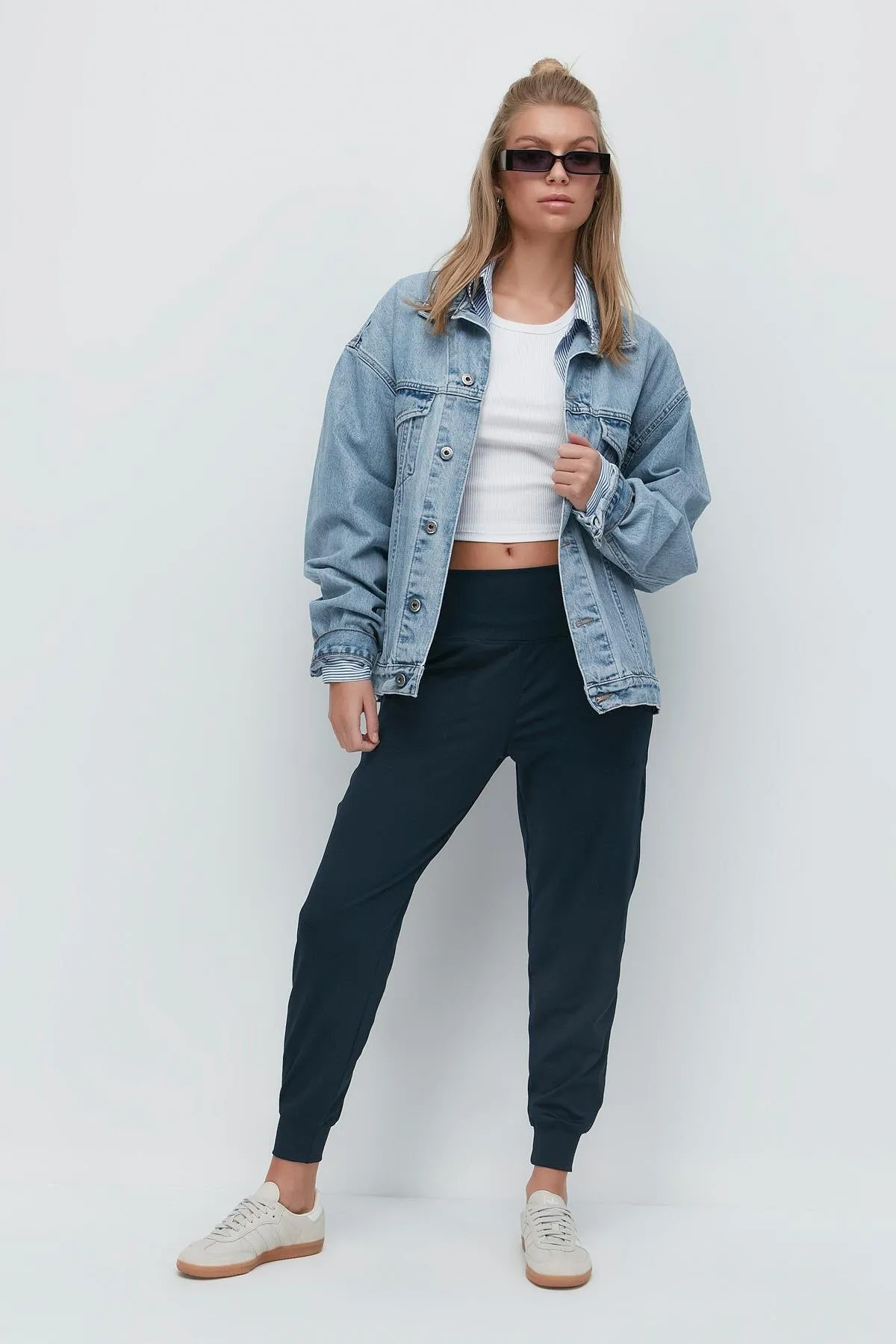 C&City  Jogginghose mit hoher Taille und Bündchen am Bein 811 Smoked
