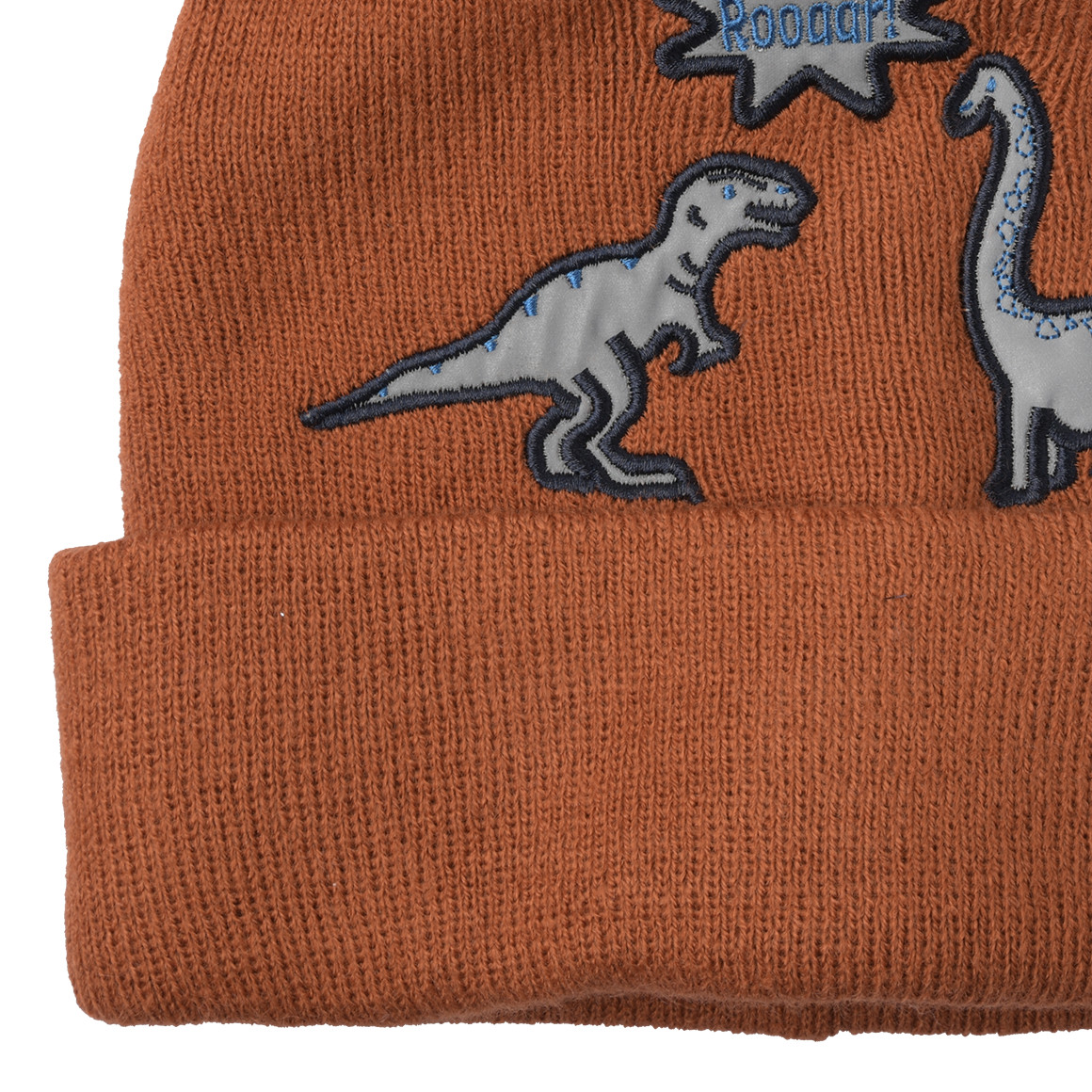 Jungen Strickmütze mit Dino-Motiven