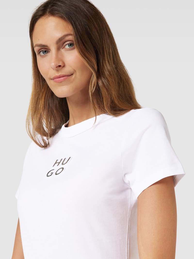 T-Shirt mit Label-Print Modell 'Classic' in weiß