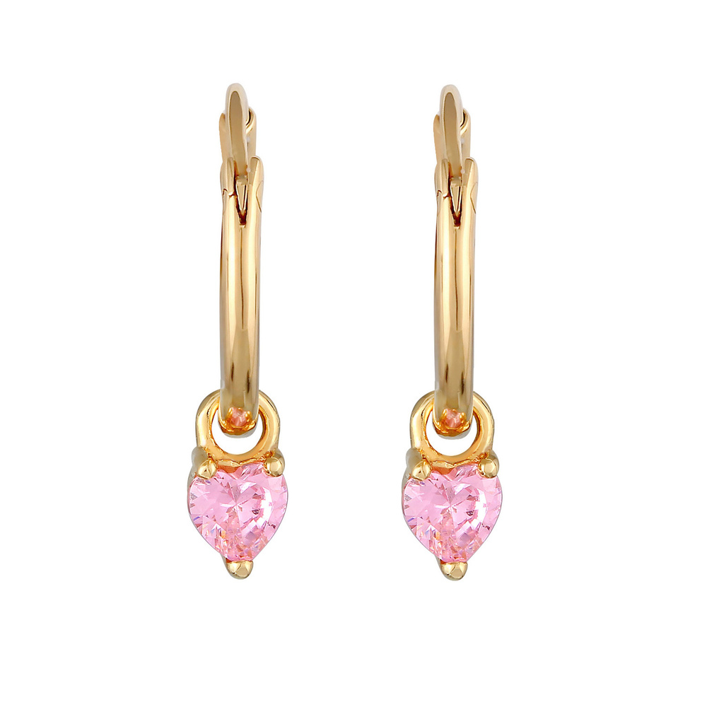 Elli Elli Boucles d'Oreilles Femmes Créoles Cœur Pendentif avec cristaux de zirconium  Boucles d'oreilles